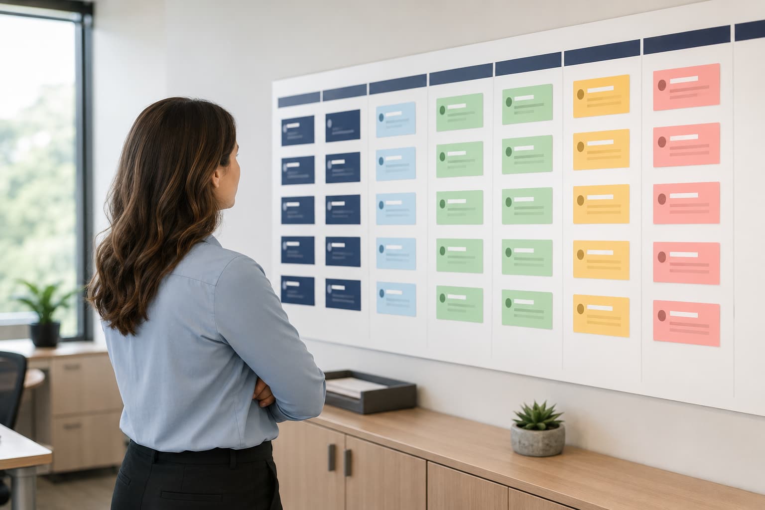 Rollout board tracking equipment status across several clinic sites and phases