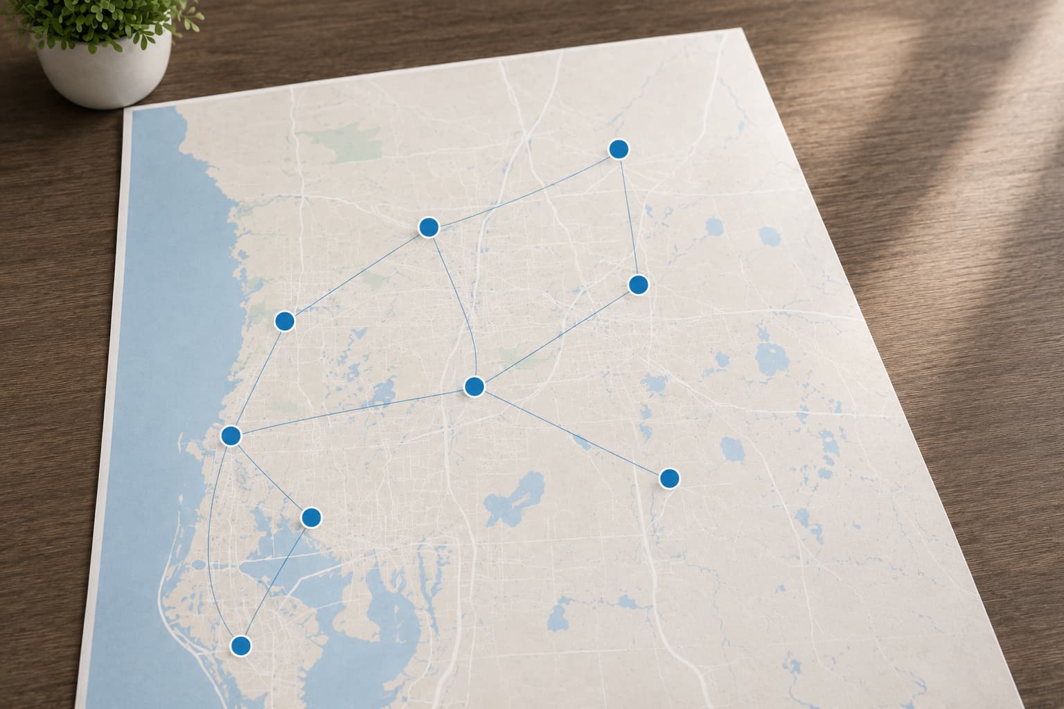 Map of multiple clinic locations with phased equipment delivery dates